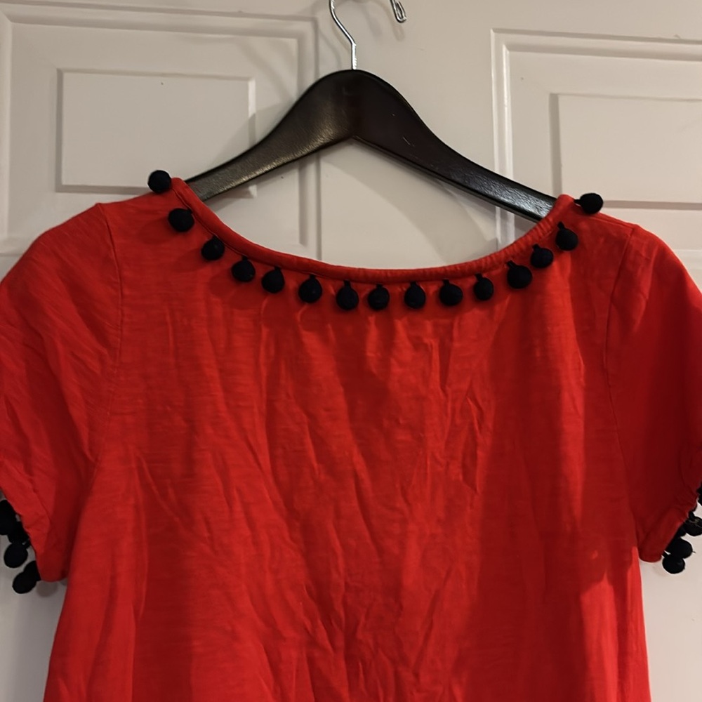 Biden Red Dress with Black Pom-Pom Trim - Picture 5 of 5